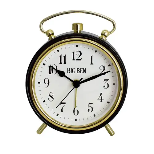 Westclox Classic Top Handle Alarm Clock, AA Battery, Analog Display, Plastic Case, Black/Gold Case Westclox Classic Top Handle Alarm Clock, AA Battery, Analog Display, Plastic Case, Black/Gold Case