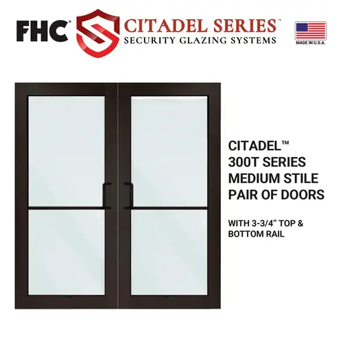 Citadel Series Custom Medium Stile Pair of Doors - Black Bronze Anodized Citadel Series Custom Medium Stile Pair of Doors - Black Bronze Anodized