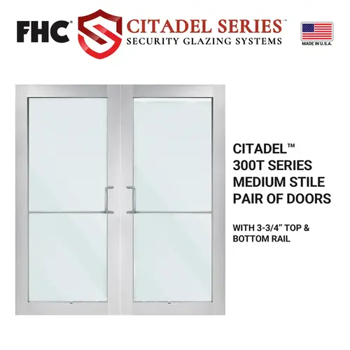 Citadel Series Custom Medium Stile Pair of Doors - Satin Anodized Citadel Series Custom Medium Stile Pair of Doors - Satin Anodized
