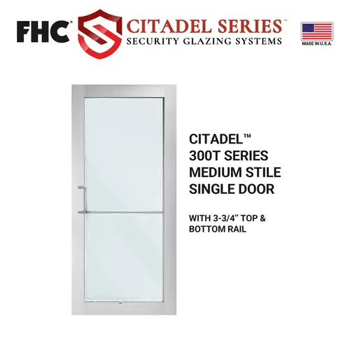 Citadel Series Custom Medium Stile Single Door - Satin Anodized Citadel Series Custom Medium Stile Single Door - Satin Anodized