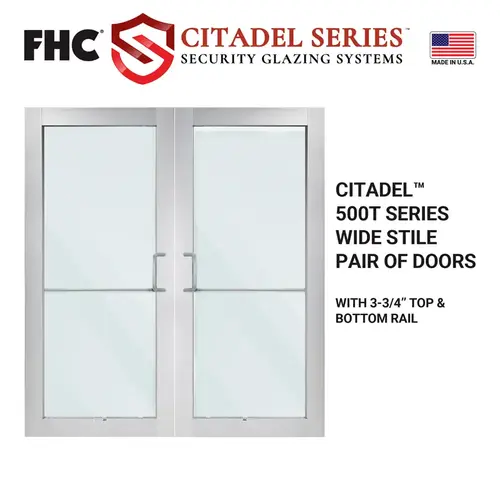 Citadel Series Custom Wide Stile Pair of Doors - Satin Anodized Citadel Series Custom Wide Stile Pair of Doors - Satin Anodized