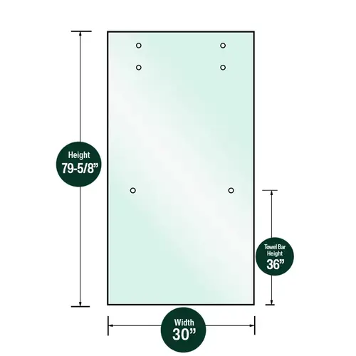 3/8" Clear Tempered Glass for Napa Shower Slider - 30" x 79-5/8" - Prep for 24" CTC Towel Bar 7379 3/8" Clear Tempered Glass for Napa Shower Slider - 30" x 79-5/8" - Prep for 24" CTC Towel Bar 7379