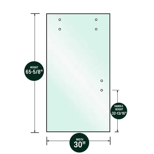 3/8" Clear Tempered Glass for Napa Shower Slider - 30" x 65-5/8" - Prep for 8" Handle 7379 3/8" Clear Tempered Glass for Napa Shower Slider - 30" x 65-5/8" - Prep for 8" Handle 7379