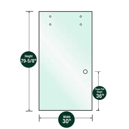 3/8" Clear Tempered Glass for Napa Shower Slider - 30" x 79-5/8" - Prep for Finger Pull 7379 3/8" Clear Tempered Glass for Napa Shower Slider - 30" x 79-5/8" - Prep for Finger Pull 7379
