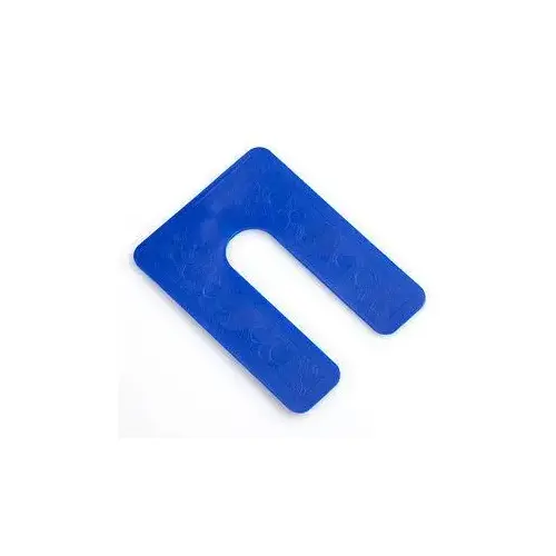 1/16" x 3 x 4" Plastic Horseshoe Shims, Blue Finish 1/16" x 3 x 4" Plastic Horseshoe Shims, Blue Finish
