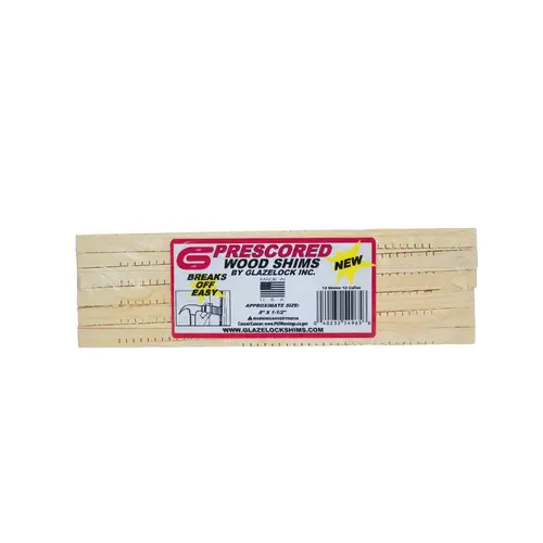 1-1/4" x 8" Prescored Wood Shims 36 x 12pk Retail Shrinkwrapped 1-1/4" x 8" Prescored Wood Shims 36 x 12pk Retail Shrinkwrapped