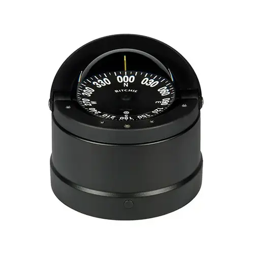 Binnacle-Mount Navigator Compass, 4-1/2" PowerDamp Flat Card Dial with Large Numerals, Black Binnacle-Mount Navigator Compass, 4-1/2" PowerDamp Flat Card Dial with Large Numerals, Black