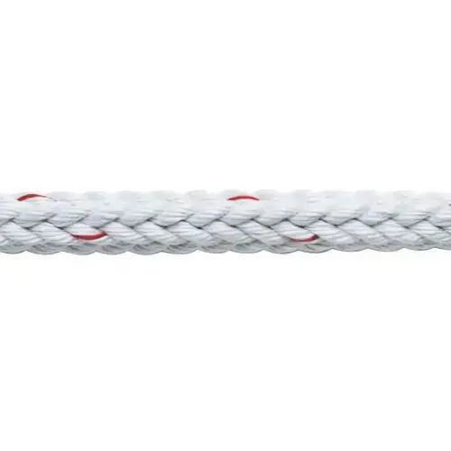 1/2" Regatta Polyester Single Braid, Sold by the Foot White with Red Flecks 1/2" Regatta Polyester Single Braid, Sold by the Foot White with Red Flecks