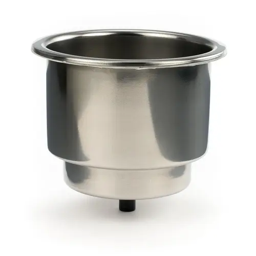 Recessed Cup Holder with Drain Silver Recessed Cup Holder with Drain Silver