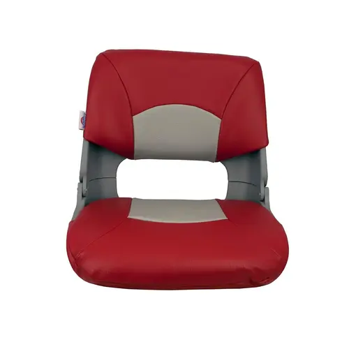 Skipper Folding Seat, Red And Gray Upholstery With Gray Shell Skipper Folding Seat, Red And Gray Upholstery With Gray Shell