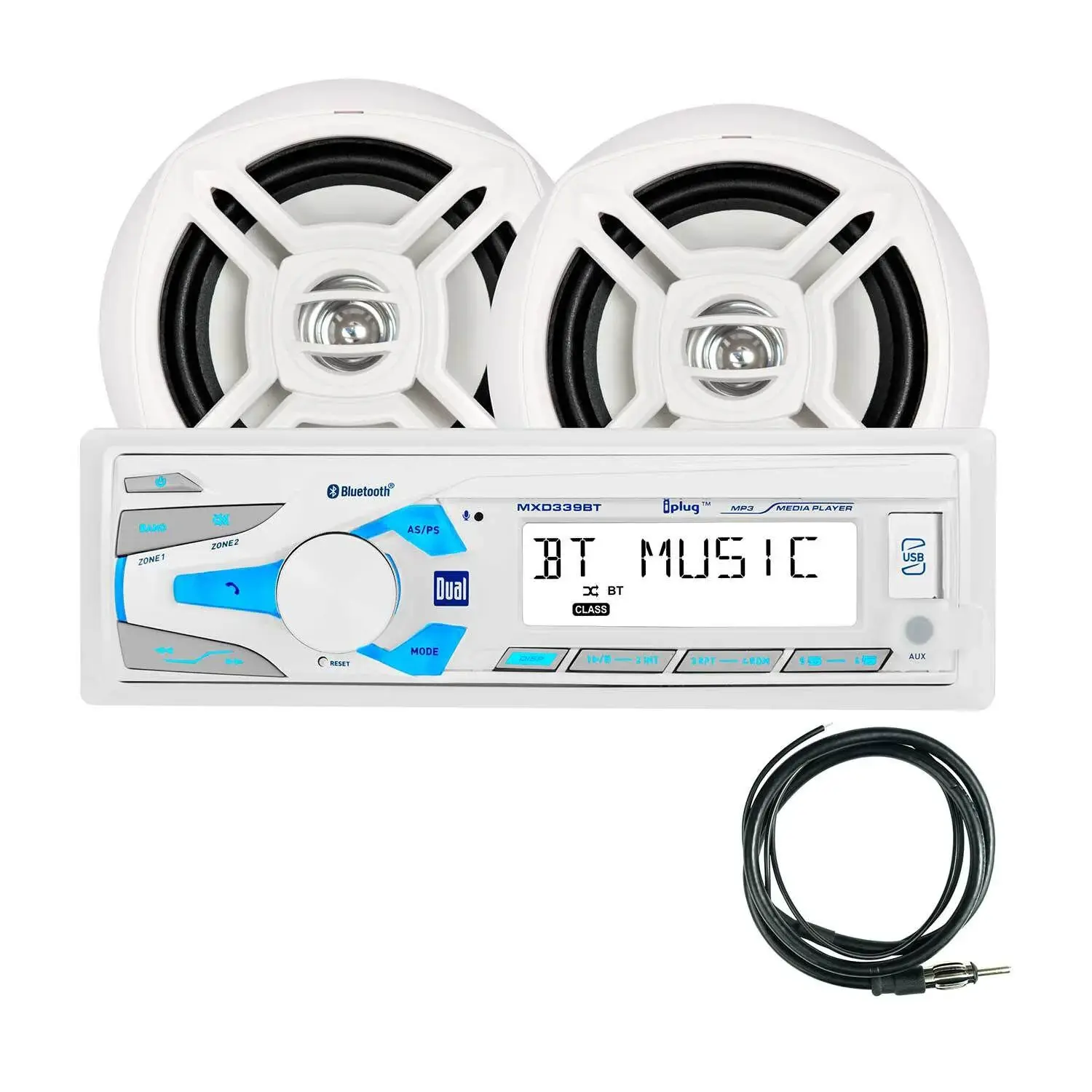 DUAL Marine Digital Media and Bluetooth Receiver/Speaker Package Grayscale MXCP49BT