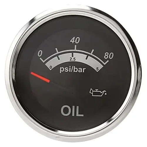 Black Sterling Series Oil Pressure Gauge, 80 psi Black Sterling Series Oil Pressure Gauge, 80 psi