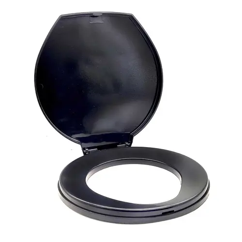Portable Toilet Seat with Cover, Black Portable Toilet Seat with Cover, Black