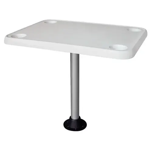 Rectangular Pontoon Table & Pedestal White Rectangular Pontoon Table & Pedestal White