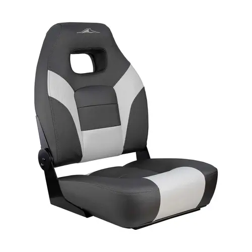 Folding Seat with Open Hole Back Rest, Charcoal/White Folding Seat with Open Hole Back Rest, Charcoal/White