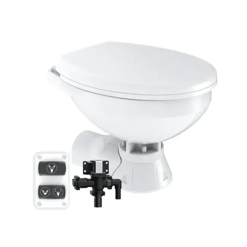 SEAFLO 12V Quiet Flush Electric Marine Toilet, Regular Size, Freshwater, Soft-Close Seat, Built-In Macerator, Single-Button Flush SEAFLO 12V Quiet Flush Electric Marine Toilet, Regular Size, Freshwater, Soft-Close Seat, Built-In Macerator, Single-Button Flush