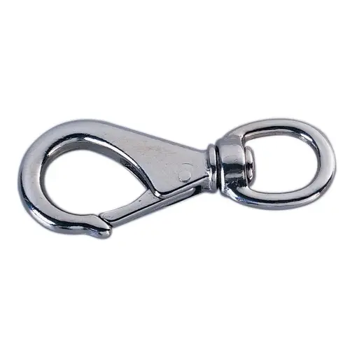 Swivel-Eye Snap, Nickel, 3/4" Eye ID, 3-1/4" Length, 3/8" Opening Swivel-Eye Snap, Nickel, 3/4" Eye ID, 3-1/4" Length, 3/8" Opening