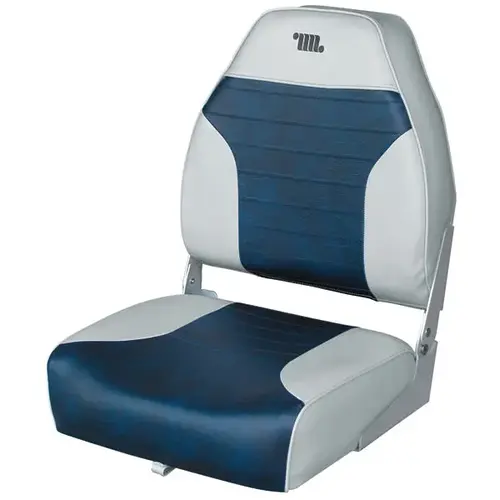 High-Back Folding Fishing Boat Seat, Gray/Navy High-Back Folding Fishing Boat Seat, Gray/Navy