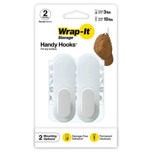 The Ian Handy Hook - Medium, 2 Pack White The Ian Handy Hook - Medium, 2 Pack White