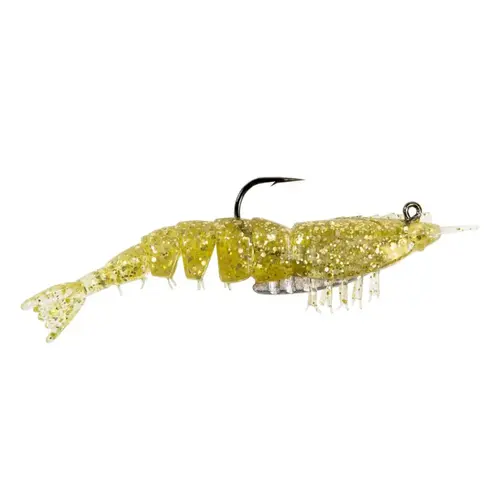 3 1/2" Ez Shrimpz Rigged Sof Baits, 2-Pack Gold Flake 3 1/2" Ez Shrimpz Rigged Sof Baits, 2-Pack Gold Flake