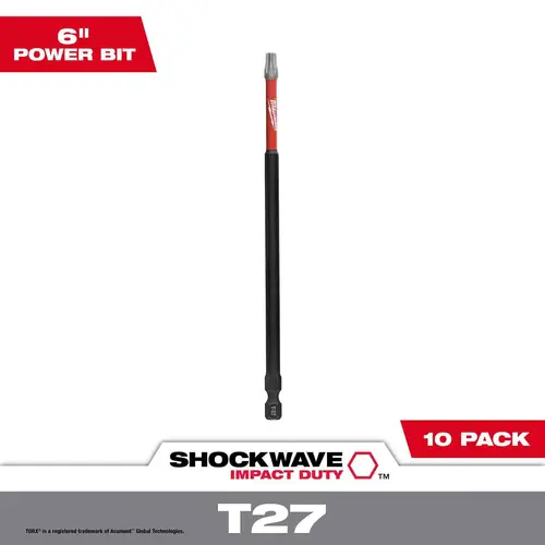 SHOCKWAVE 6" Impact Torx T27 Impact Driver Bit, 10 Pack SHOCKWAVE 6" Impact Torx T27 Impact Driver Bit, 10 Pack
