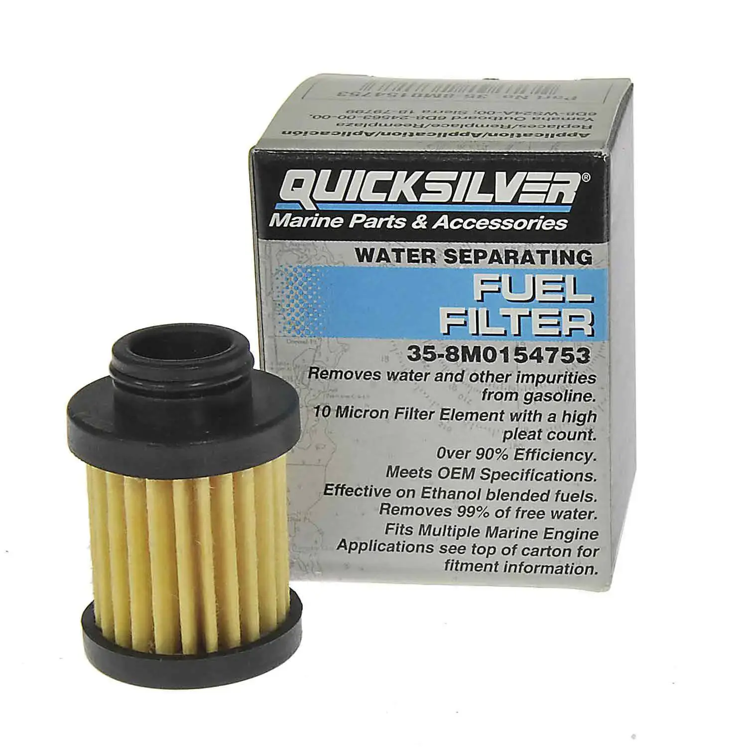 Quicksilver Inline Water Separating Fuel Filter for Select Yamaha 20-115hp Outboards 8M0154753