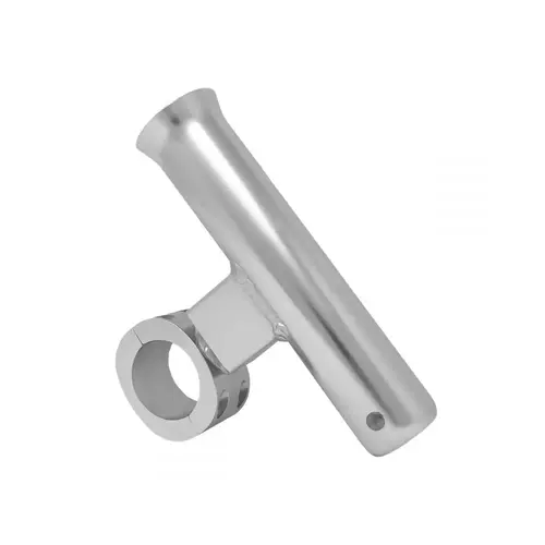 Aluminum Vertical Clamp-On Rod Holder, Fits 1.90" Measured Outside Diameter, Polished Aluminum Vertical Clamp-On Rod Holder, Fits 1.90" Measured Outside Diameter, Polished