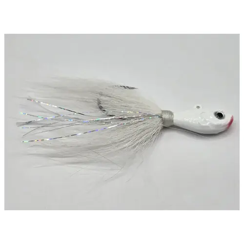SaltRaid BuckTail Jigs White/Mylar Strip SaltRaid BuckTail Jigs White/Mylar Strip
