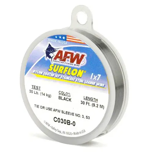 Surflon Nylon Coated Stainless Leader Wire, 30 ft, Black, 135 lbs. Surflon Nylon Coated Stainless Leader Wire, 30 ft, Black, 135 lbs.