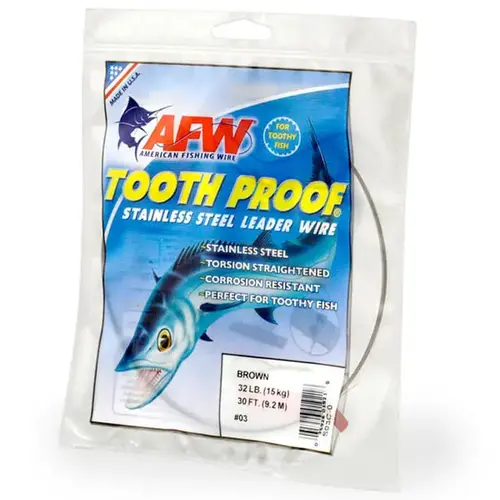 #5 Tooth Proof Stainless Steel Leader Wire, 44lb. Test, 30 ft Camo Brown #5 Tooth Proof Stainless Steel Leader Wire, 44lb. Test, 30 ft Camo Brown