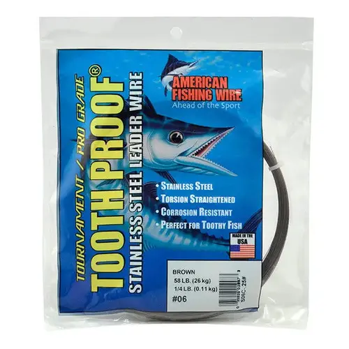 #8 Tooth Proof Stainless Steel Leader Wire, 86lb. Test, 231 ft (1/4lb.) Camo Brown #8 Tooth Proof Stainless Steel Leader Wire, 86lb. Test, 231 ft (1/4lb.) Camo Brown