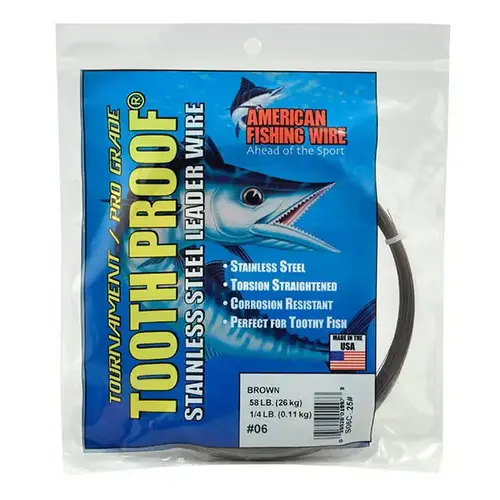 #4 Tooth Proof Stainless Steel Leader Wire, 38lb. Test, 548 ft (1/4lb.) Camo Brown #4 Tooth Proof Stainless Steel Leader Wire, 38lb. Test, 548 ft (1/4lb.) Camo Brown