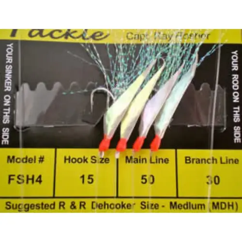 Sabiki Rig- 4 Hooks #15, RAINBOW FLASH WHITE/RED HEAD Sabiki Rig- 4 Hooks #15, RAINBOW FLASH WHITE/RED HEAD