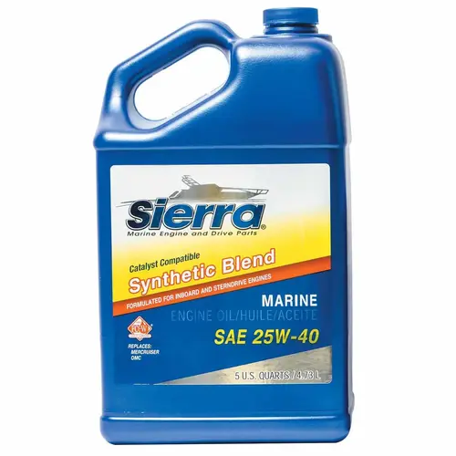 Sierra 25W-40 4 Stroke Synthetic Blend Marine Engine Oil, Catalyst Compatible, 5 Quart Sierra 25W-40 4 Stroke Synthetic Blend Marine Engine Oil, Catalyst Compatible, 5 Quart