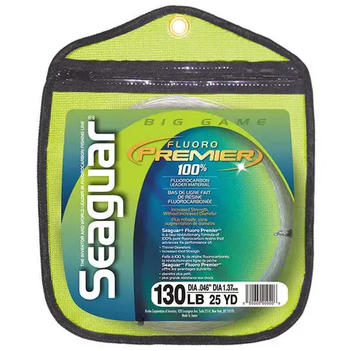 Fluorocarbon Big Game Premier Leader Material, 130Lb Fluorescent Clear/Blue Fluorocarbon Big Game Premier Leader Material, 130Lb Fluorescent Clear/Blue