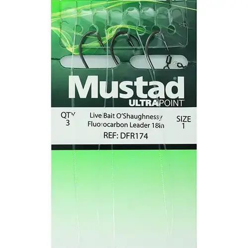 18" O'Shaughnessy Live Bait Fluorocarbon Leader, Size 1 Black Chrome 18" O'Shaughnessy Live Bait Fluorocarbon Leader, Size 1 Black Chrome