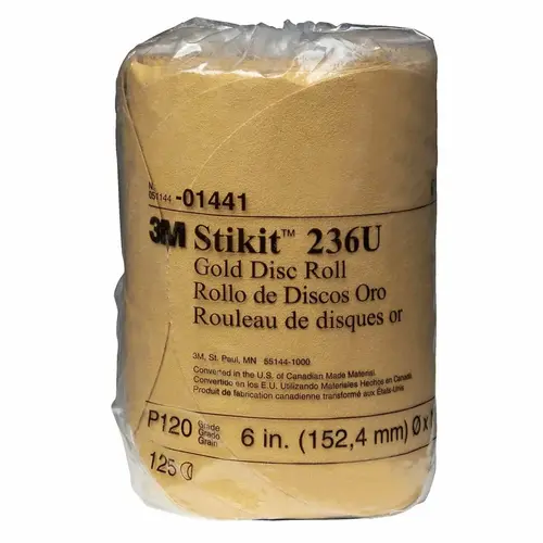 Stikit Gold Disc Roll, 6", P120A Grit Stikit Gold Disc Roll, 6", P120A Grit
