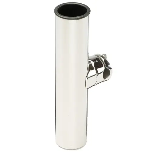Stainless Steel Clamp-on Single Rod Holder Silver Stainless Steel Clamp-on Single Rod Holder Silver