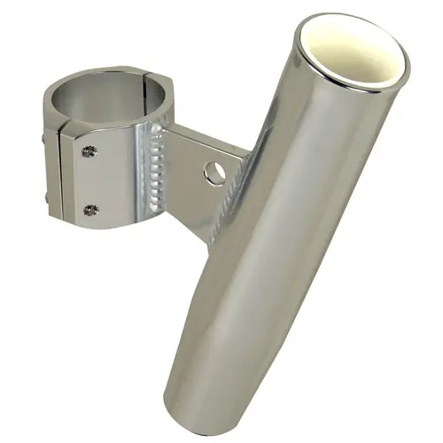 Aluminum Vertical Clamp-On Rod Holder, Fits 2.375" Measured Outside Diameter Silver Aluminum Vertical Clamp-On Rod Holder, Fits 2.375" Measured Outside Diameter Silver