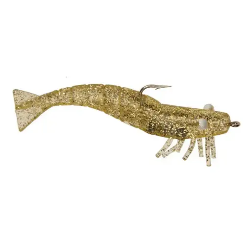 Shrimp Fishing Lure, 4" Gold Glitter Shrimp Fishing Lure, 4" Gold Glitter