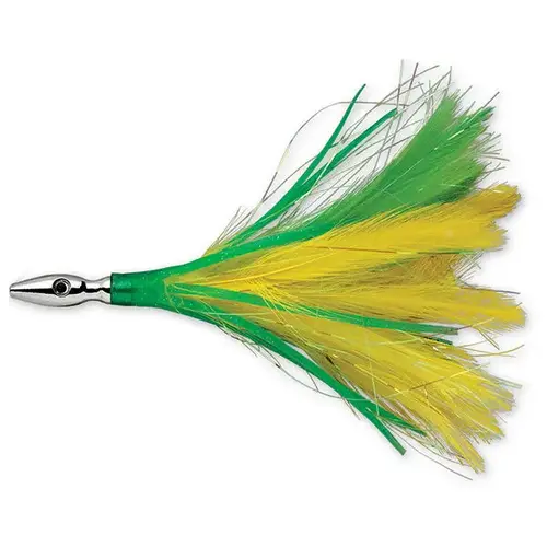 Flash Feather Rigged Lure, 5" Yellow Green Flash Feather Rigged Lure, 5" Yellow Green