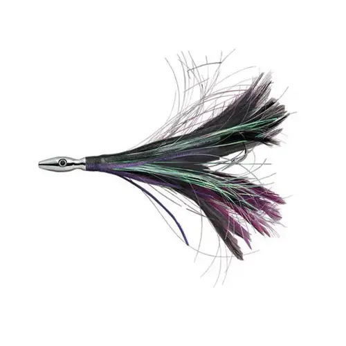 Flash Feather Rigged Lure, 4" Black / Purple Flash Feather Rigged Lure, 4" Black / Purple