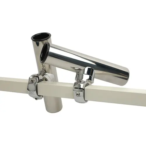 Clamp-On Square Rail Rod Holder Silver Clamp-On Square Rail Rod Holder Silver