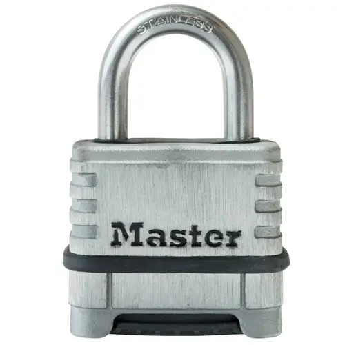 2 1/4in (57mm) Wide Stainless Steel Padlock with 1 1/16in (27mm) Shackle, Set Your Own Combination 2 1/4in (57mm) Wide Stainless Steel Padlock with 1 1/16in (27mm) Shackle, Set Your Own Combination
