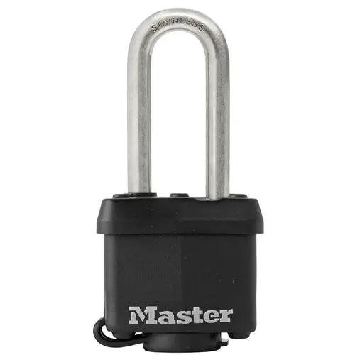 1 9/16 Inch (40mm) Wide Covered Stainless Steel Pin Tumbler Padlock with 2 Inch (51mm) Shackle, Black 1 9/16 Inch (40mm) Wide Covered Stainless Steel Pin Tumbler Padlock with 2 Inch (51mm) Shackle, Black