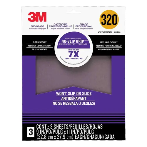 Pro Grade No-Slip Grip Advanced Sandpaper, 320 grit Pro Grade No-Slip Grip Advanced Sandpaper, 320 grit