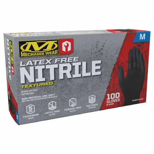5 Mil Black Nitrile Disposable Gloves, Medium, 100-Pack 5 Mil Black Nitrile Disposable Gloves, Medium, 100-Pack