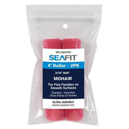 4" x 3/16" Nap Mohair Mini Roller, 2-Pack 4" x 3/16" Nap Mohair Mini Roller, 2-Pack