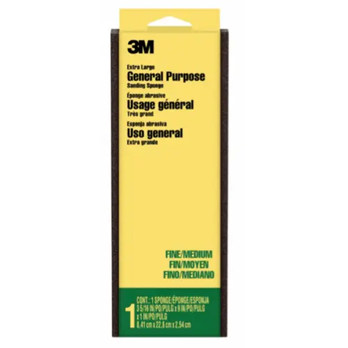 3M Extra Large Single Angle Sanding Sponge 910PSA-12-CC, 2 7/8" x 8" x 1" Fine, 12/cs 3M Extra Large Single Angle Sanding Sponge 910PSA-12-CC, 2 7/8" x 8" x 1" Fine, 12/cs