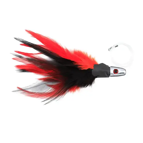 No Alibi,Trolling Feather Rigged & Ready, Black/Red Skirt, 1 oz, 7/0 Mustad Hook, AFW Swivel, 100 lb Grand Slam Mono Line, 6 ft No Alibi,Trolling Feather Rigged & Ready, Black/Red Skirt, 1 oz, 7/0 Mustad Hook, AFW Swivel, 100 lb Grand Slam Mono Line, 6 ft